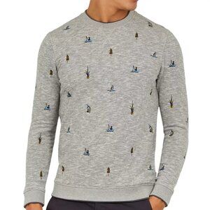 Ted Baker London Piano Sweatshirt Large Gray Embroidery Blokecore